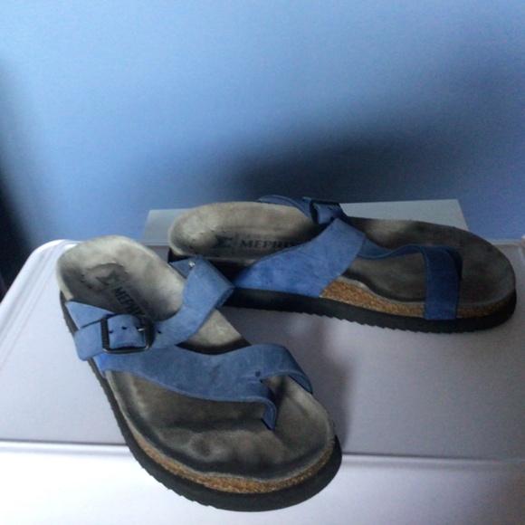 Blue suede Mephisto Helen Sandals size 37 - Picture 3 of 12